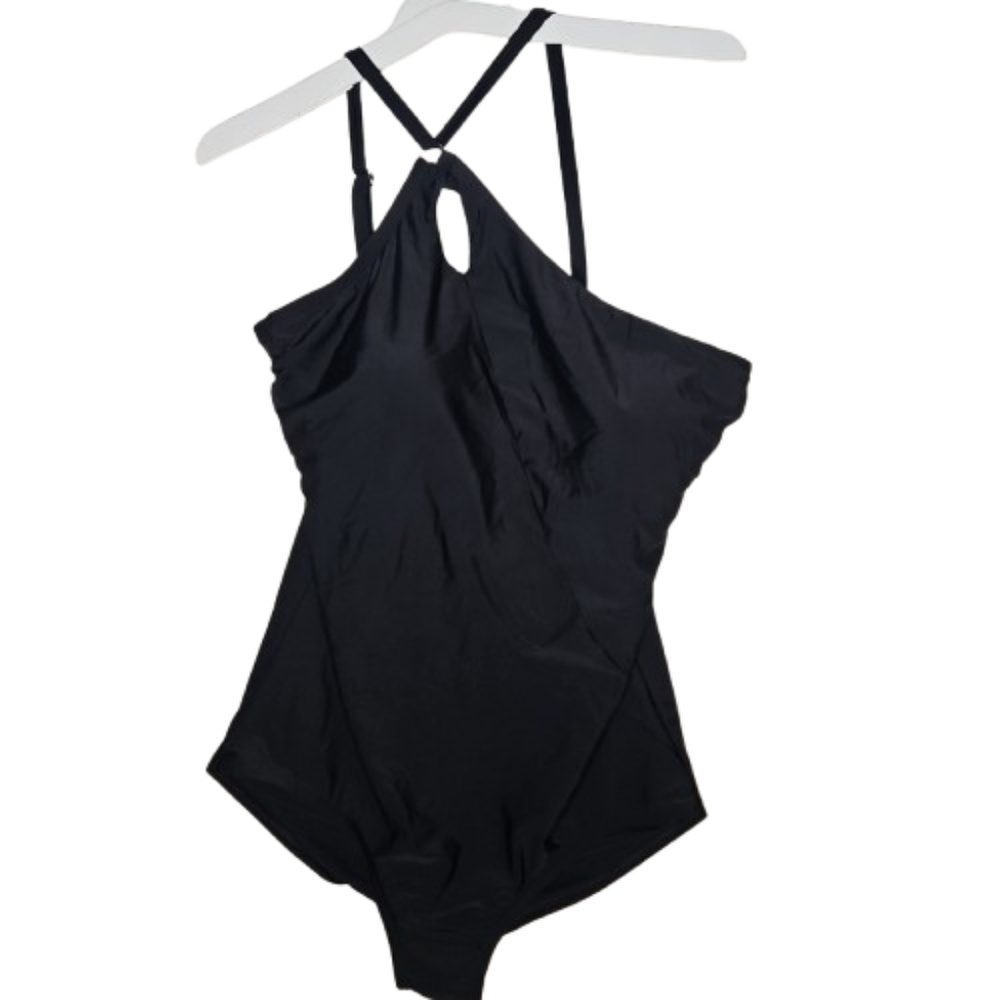 Lands End swimsuit  Asymmetrical Neck Bellyband Plus Elegant Chic Classiccore X